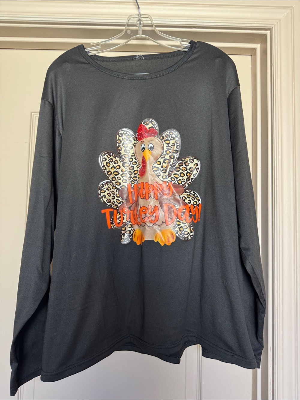 Black Holiday Turkey Graphic Long Sleeve Shirt - Festive Turkey Day Design